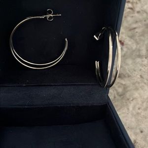 Handmade Silver Double Hoop Earrings